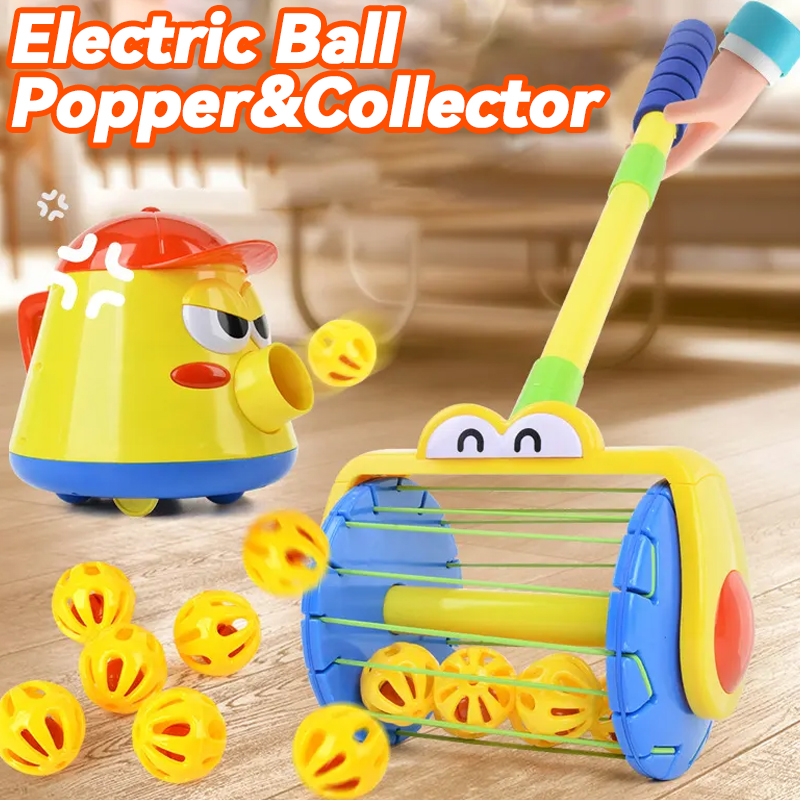 Baby Drag Walker Push Electric Ball Popper and Collector Toy Cart Stroller Walking for Toddler Activities Baby Toy 1-3 Ages