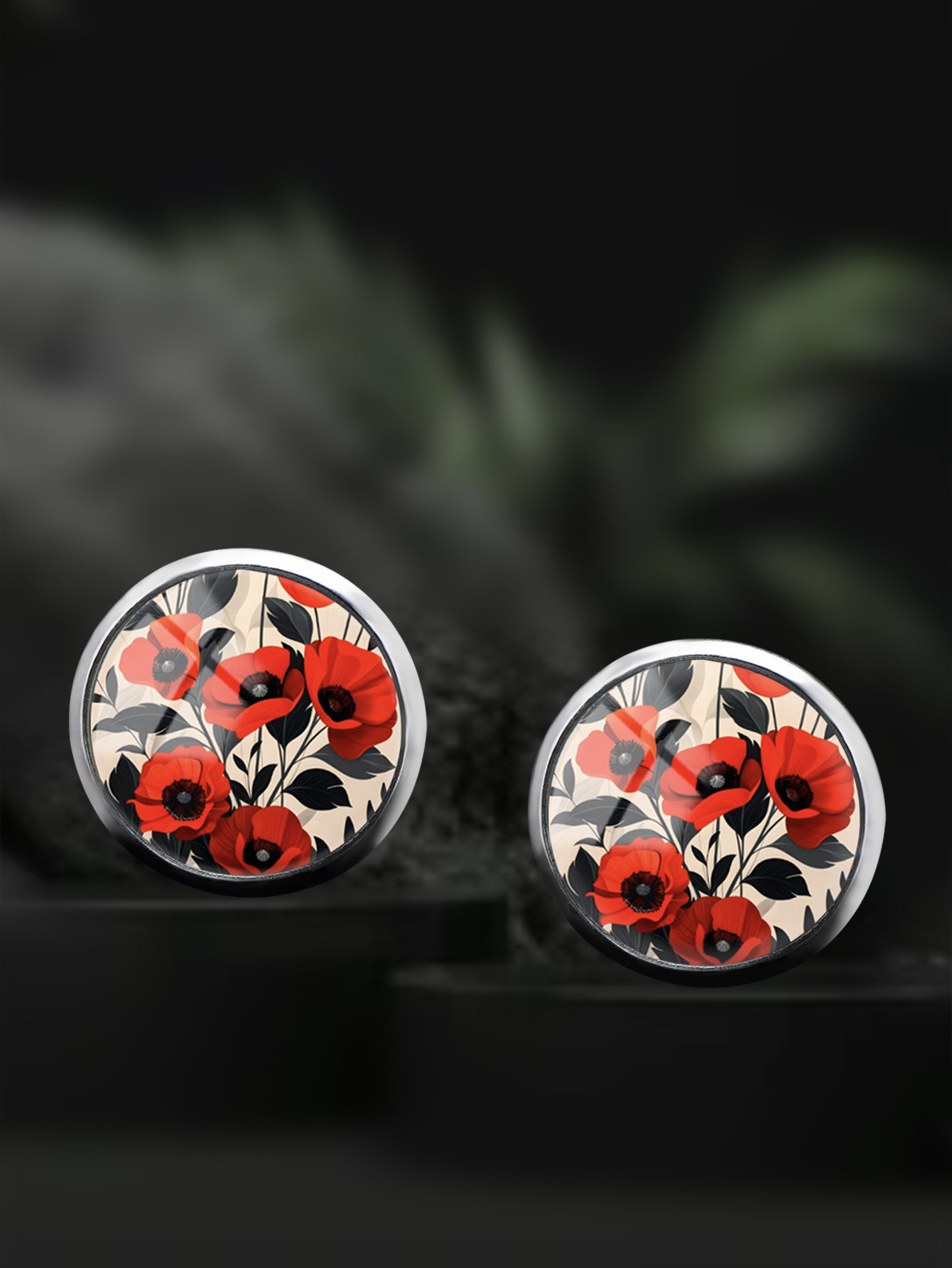 1 Pair of Red Floral Pattern Earrings Made of 316 Stainless Steel, Elegant and Classic Style Jewelry for Men and Women for Daily Wear and Vacation