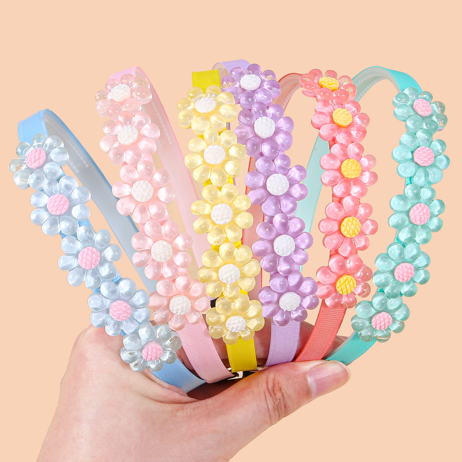 3/6PCS Cute Girls Headband Candy Color Flower Hairbands Kids Children Floral Hairbands Family Decoration Party Hair Accessories