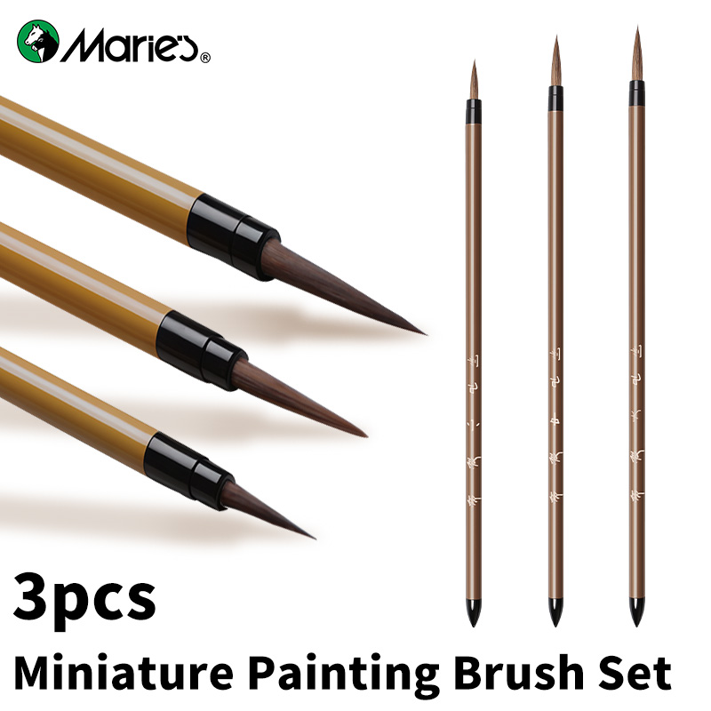 3pcs Marie's Miniature Model Paint Brushes Kit,Micro Detail Paintbrush Set,Fine Brushes for Chinese Painting,Acrylic,Watercolor