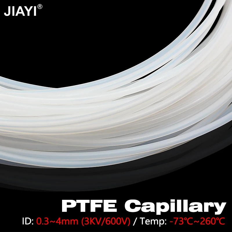 High Temp Teflonto PTFE Hard Capillary Tube 1M/3M/5M Inner Dia 0.3mm/0.5/0.6/0.8/1/2/3/4mm Anti-Aging Corrosion Resistant