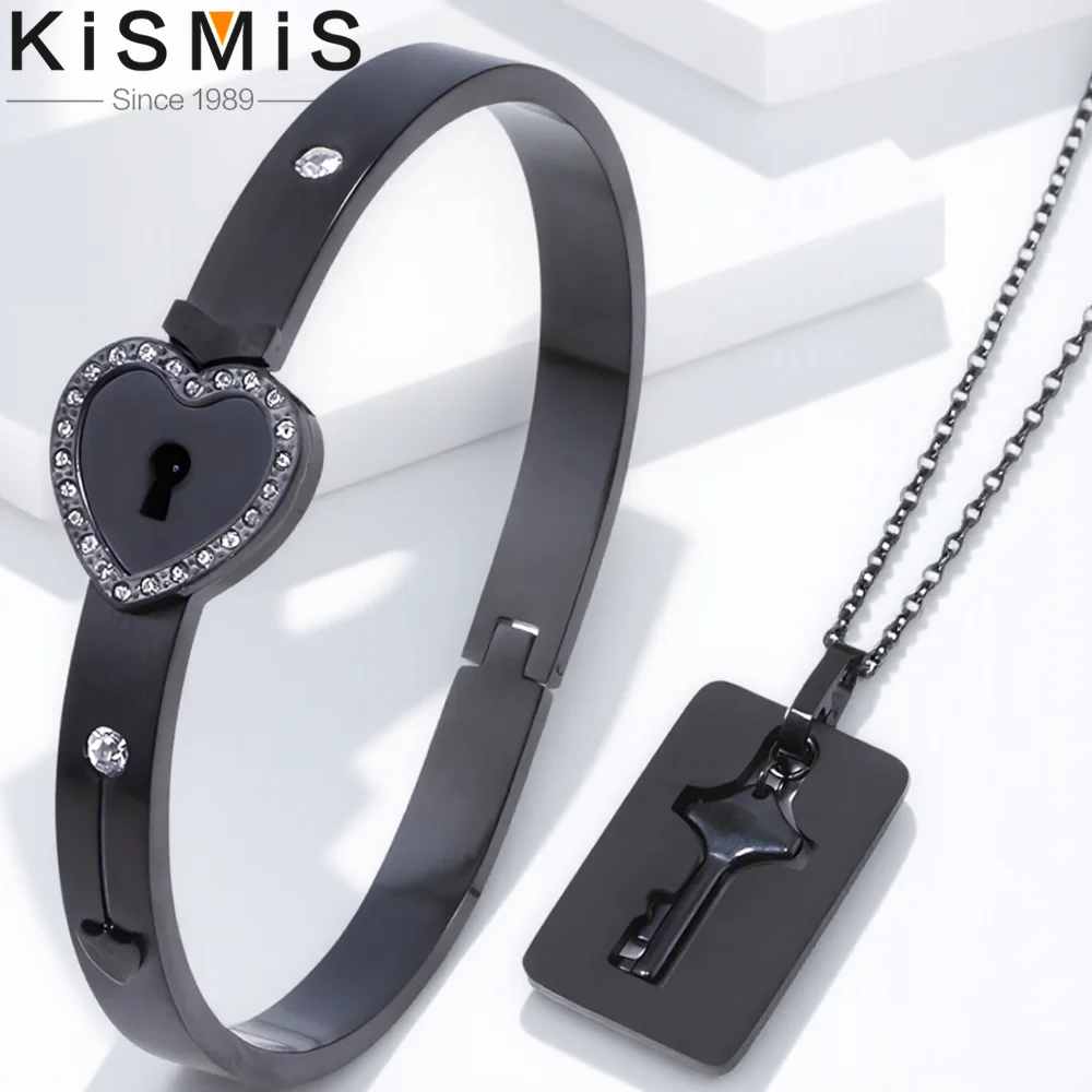 Concentric Lock Key Bracelet Set Titanium Steel Stainless Steel Jewelry Ideal for Couples Fashion Enthusiasts