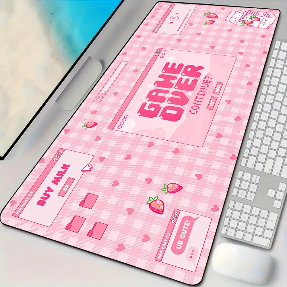 Pink kawaii E-sports Gaming Mouse Pad Desk mat with stitched edges Natural base maus pad suitable for office and gaming