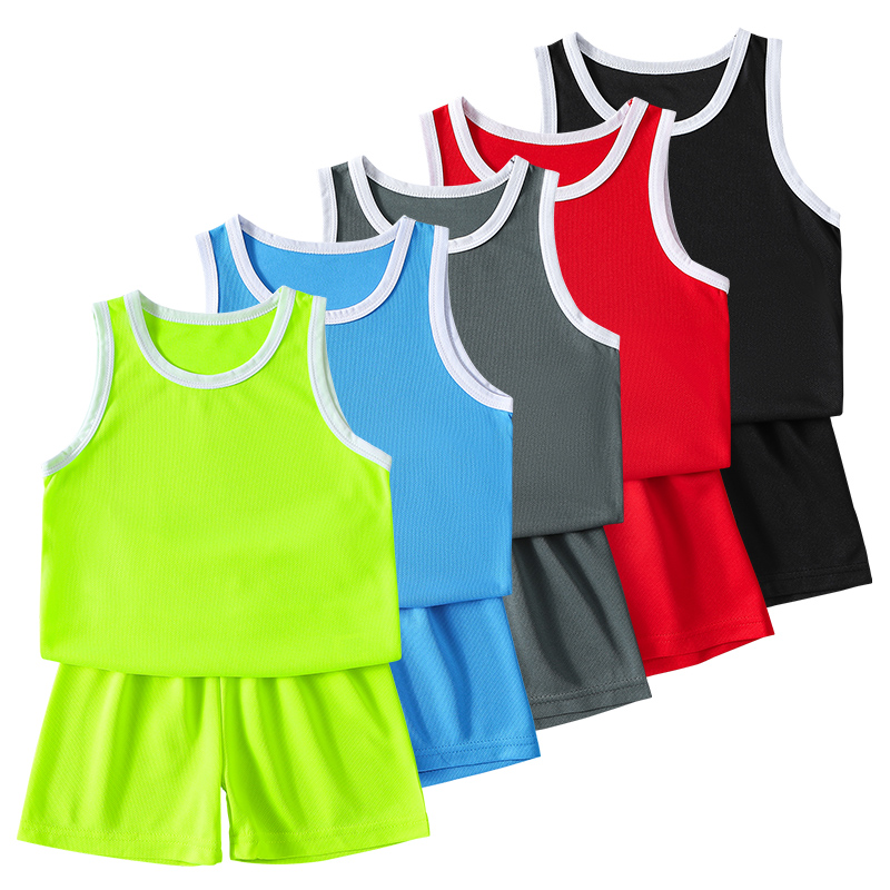 6/2 Pcs Children's Summer Color Quick-drying Sports Suit Boys' Leisure Running Breathable Short-sleeved Girls' Joker Cute Shorts