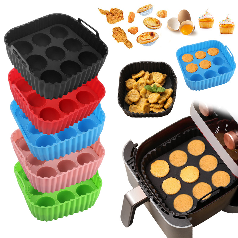 2pcs Ninja DZ401/DZ550/DZ302 & Foodi Dual Air Fryer Liners - Non-Stick - Reusable Silicone Baking Trays for Ninja Air Fryer Oven