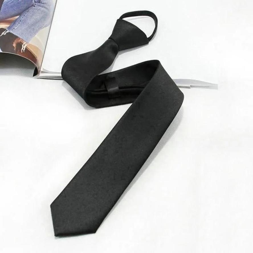 1 Pcs Unisex Black Simple Clip On Tie Security Tie Uniform Shirt Suit Doorman Steward Matte Funeral Tie For Men Women Students