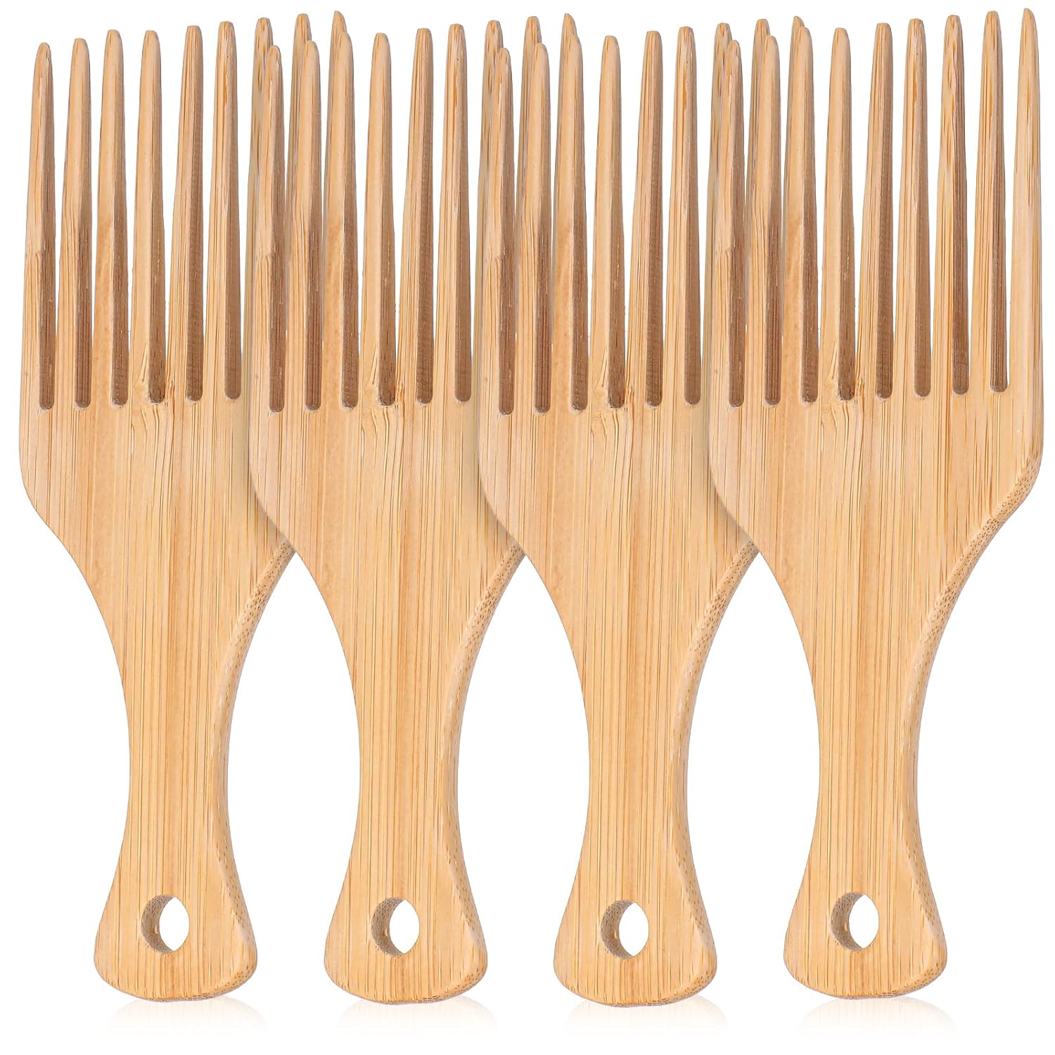 2/3/4/5 Pcs Wooden Hair Picks for Curly Hair, Natural Afro Pick for Curly Hairs, Styling Combs for Thick Hairs and Beards