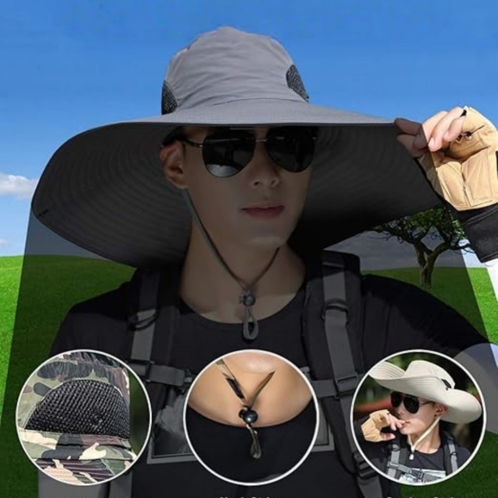 Summer Large Brim Hat Suitable Both Men Women UV Resistant Waterproof Sun Protection Hat for Outdoor Fishing Beach Climbing Cap