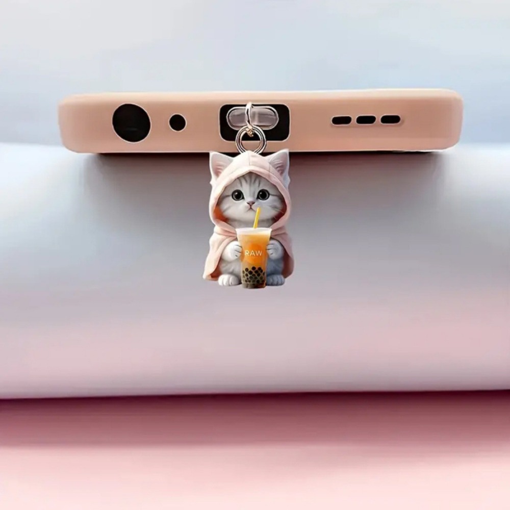 New Cute 2D Cat Phone Anti Dust Cap Charge Port Plug For Type C Dust Protection Stopper Accessorie