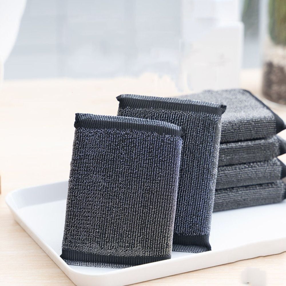 6Pcs Sponge Stainless Steel Wire Washing Pads Non-Scratch Dishes Scrub Sponges High Quality Reusable Dishwashing Sponge