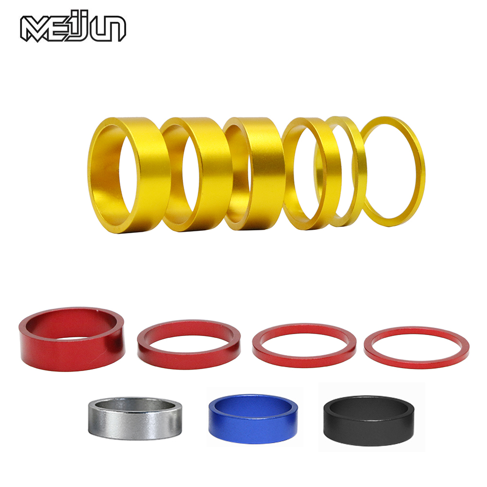 6Pcs/Set 10mm MTB Road Bike Stem Headset Spacers Aluminum Alloy Bicycle Fork Washer Riser Front Fork Handlebar Gasket Ring
