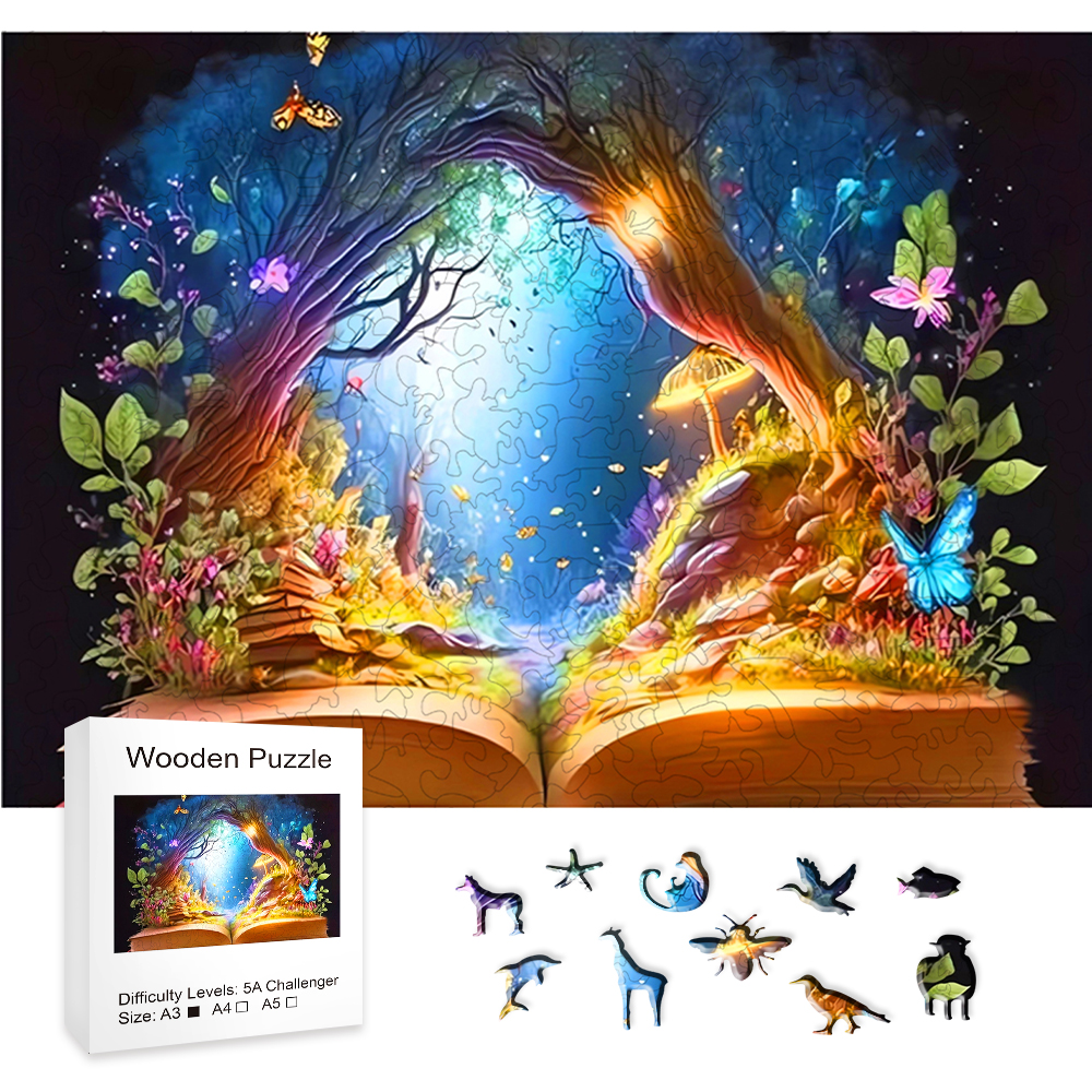Magic Forest - Advanced Player Wooden Puzzle - Creative Multiple Special Shapes, Creative For Boys And Girls Child