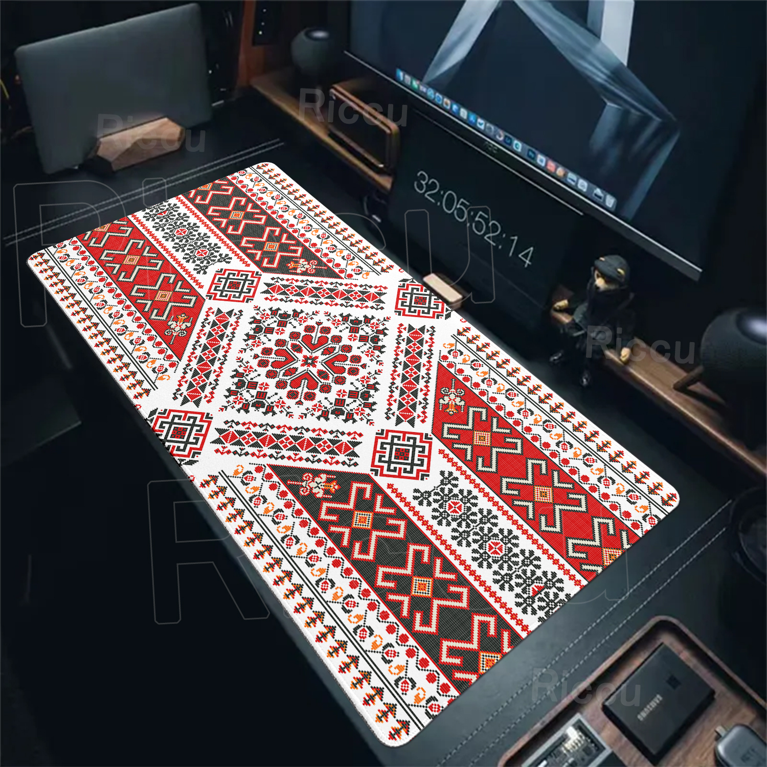 Red Boho Geometric Design Mouse Pad Stylish Ethnic Art Large Desk Pad Computer Keyboard Mousepad XXL Gaming Pads PC Accessories