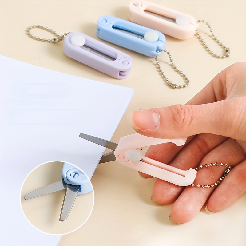 1pc Creative Mini Portable Folding Scissors in Pastel Colors - Stainless Steel, Compact & Easy-to-Use for Paper Cutting