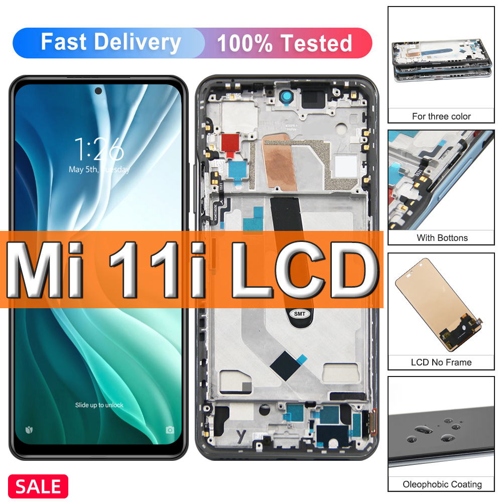 100% Tested 6.67" For Mi 11i M2012K11G LCD Display Touh Screen Digitizer Assembly Replacement For Redmi K40 /40 Pro LCD