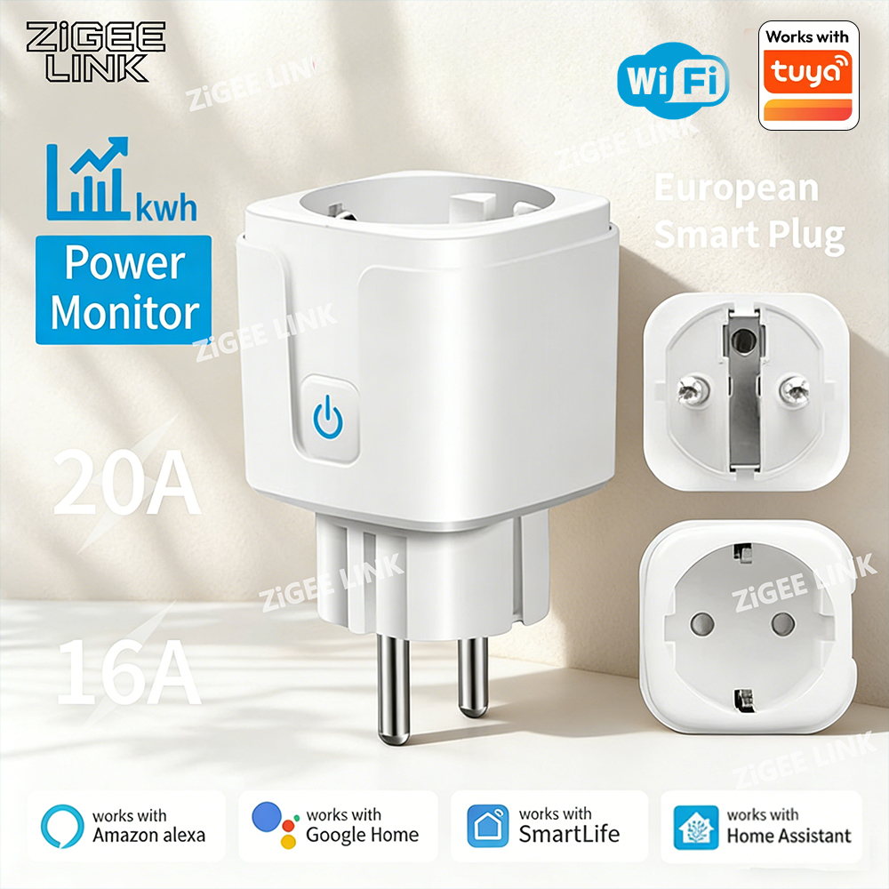 1PCS WiFi Smart Plug 16A/20A EU Smart Socket Power Outlet Mini Smart Plug for HomeKit SmartThings Works with Tuya Alexa