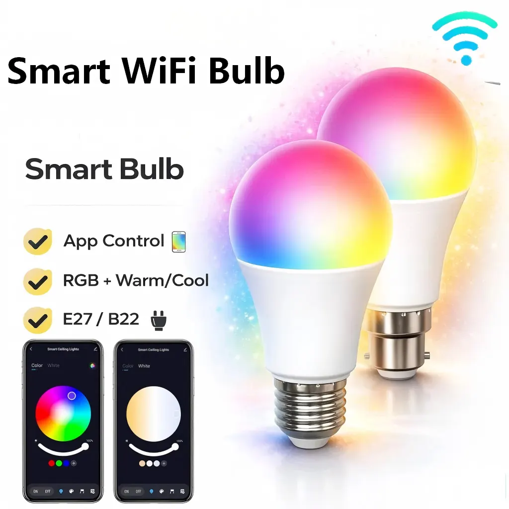 WIFI Bluetooth LED Bulb Smart APP Control Dimmable 9W Replace 60W 100-220V RGB+CW+WW Color Change Lamps Compatible IOS/Android - image 1