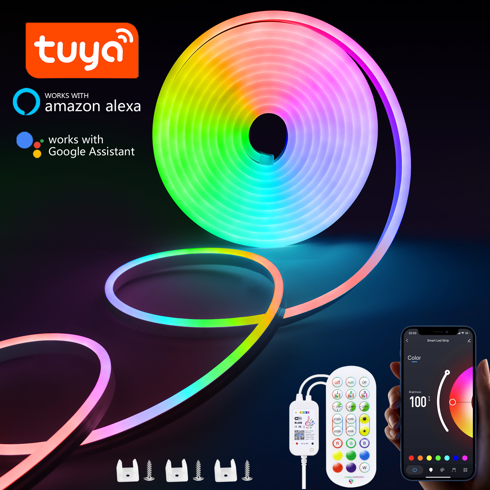 5V USB RGB Neon LED Strip 1M 2M 3M 4M 5M WiFi Neon RGB Strip Work With Tuya App/Smart Life/Alexa for TV Home Neon Decor Lighting lightify
