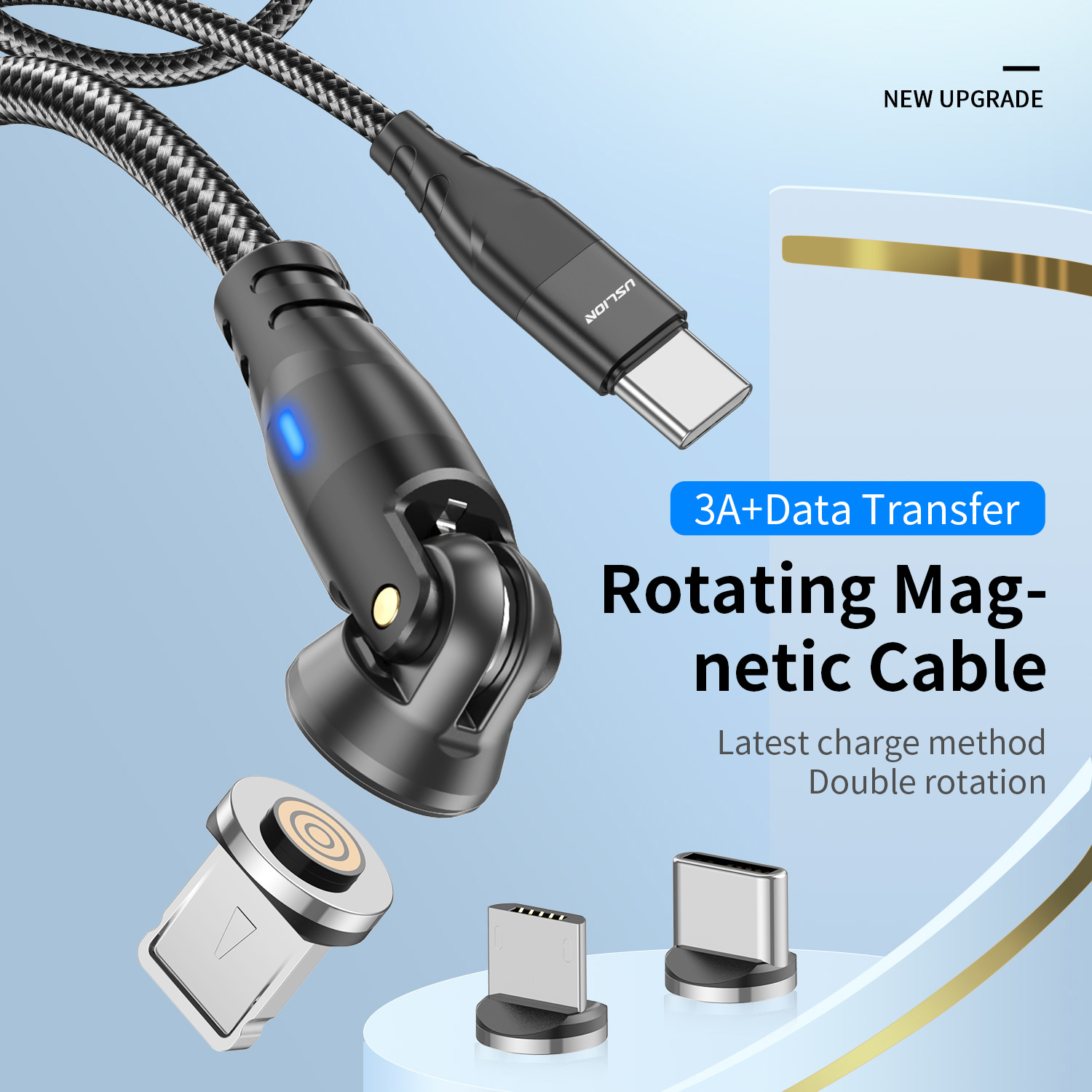 USLION PD 60W Magnetic Fast Charging Cable USB C to Type C Mirco Data Cord for iPhone 16 1Pro Max 15 13 POCO X7