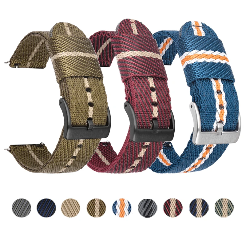 Nylon Weave Strap Men Women Sport Quick Release Bracelet 18mm 20mm 22mm 24mm for Seiko Omega for Huawei Samsung Smart Watch Band