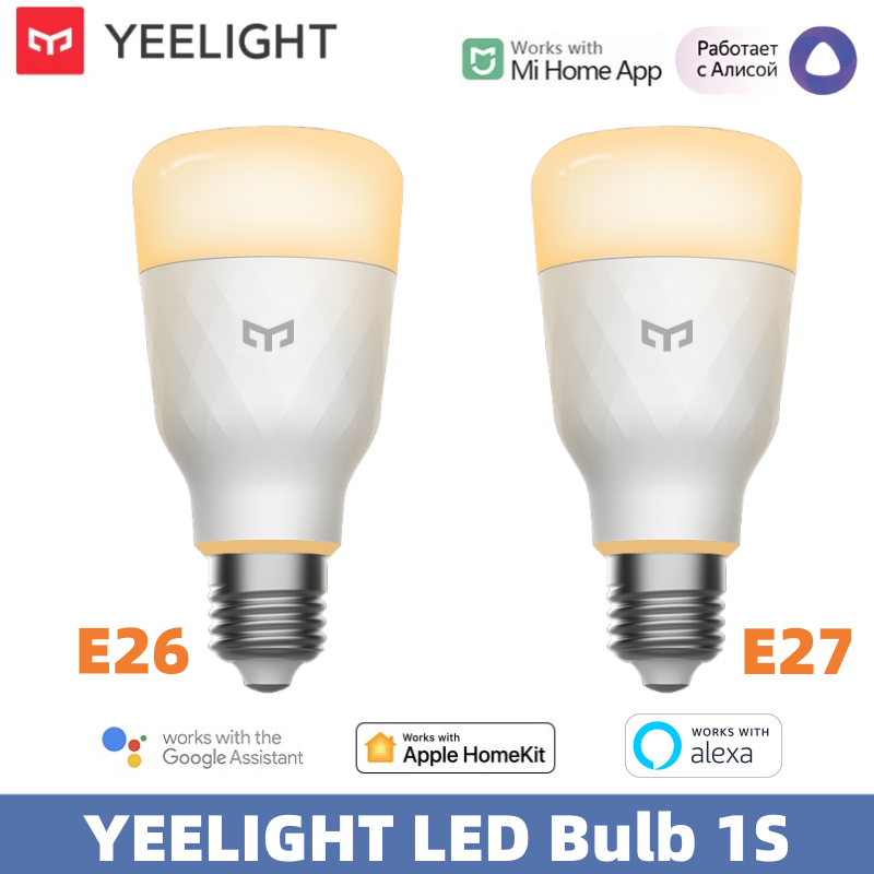 YEELIGHT LED Bulb 1S Smart Light E26/E27 Warm White Light Adjustable Brightness WiFi Voice Control 2700K For Homekit lightify