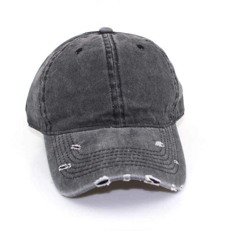 1pc Solid Distressed Perforated Mesh Washed Baseball Cap, Breathable Sun Protection Accessory For Spring and Summer，adjustable