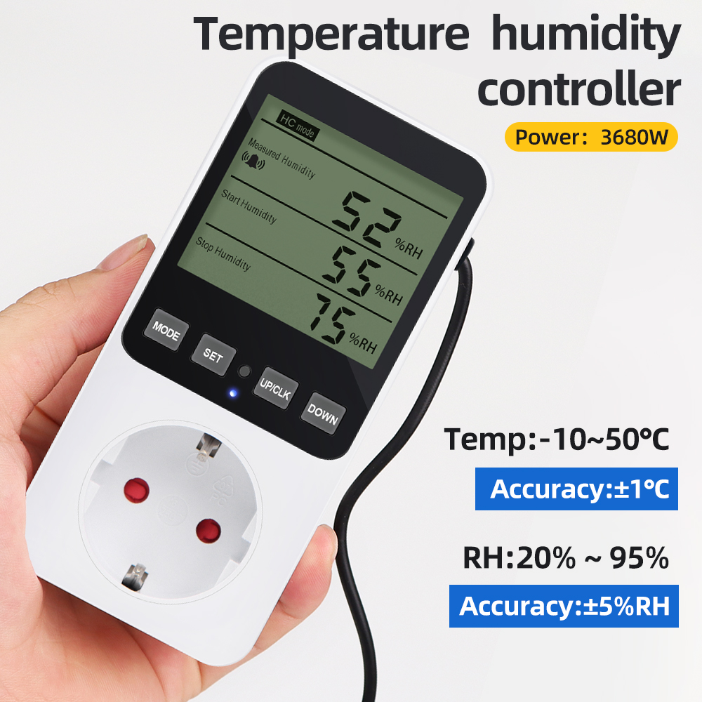 Temperature Humidity Controller Socket AC110-230V Digital Thermostat Heating Cooling Regulator Smart Outlet EU/FR/AU/US Plug