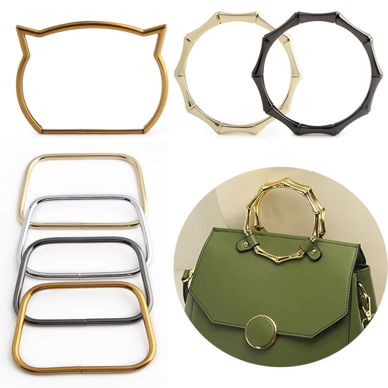 2/4/6/10 PCS Cat Bamboo Shaped Bag Metal Handle Crossbody Bag O-Shaped Replaceable Handle DIY Sewing Hardware Accessories