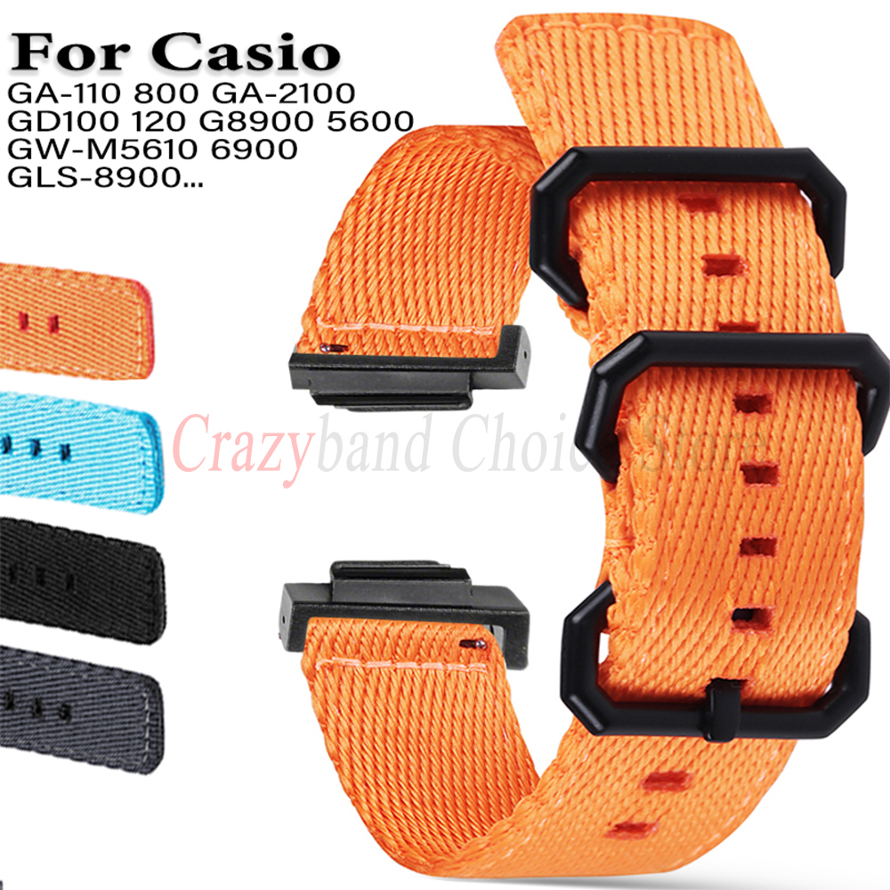 For GA-110 800 GA-2100 GD100 120 G8900 5600 GW-M5610 6900 GLS-8900 Strap 16mm Nylon Watch Band Sport Outdoor Men WristBelt