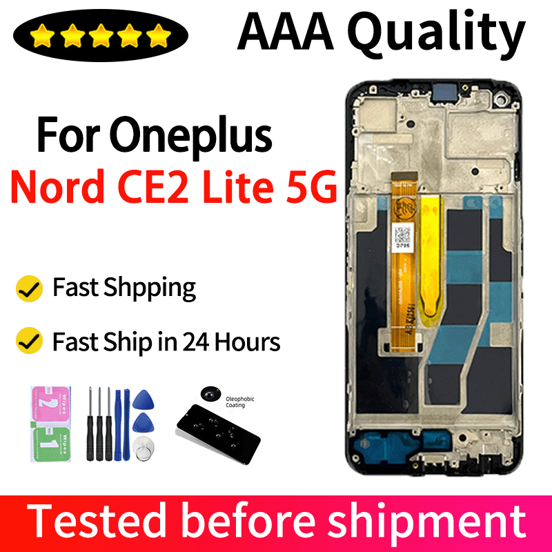 6.59" IPS LCD For Nord CE 2 Lite 5G CPH2381 CPH2409 Display Touch Screen With Frame For 1+ CE2 Lite LCD Replacement