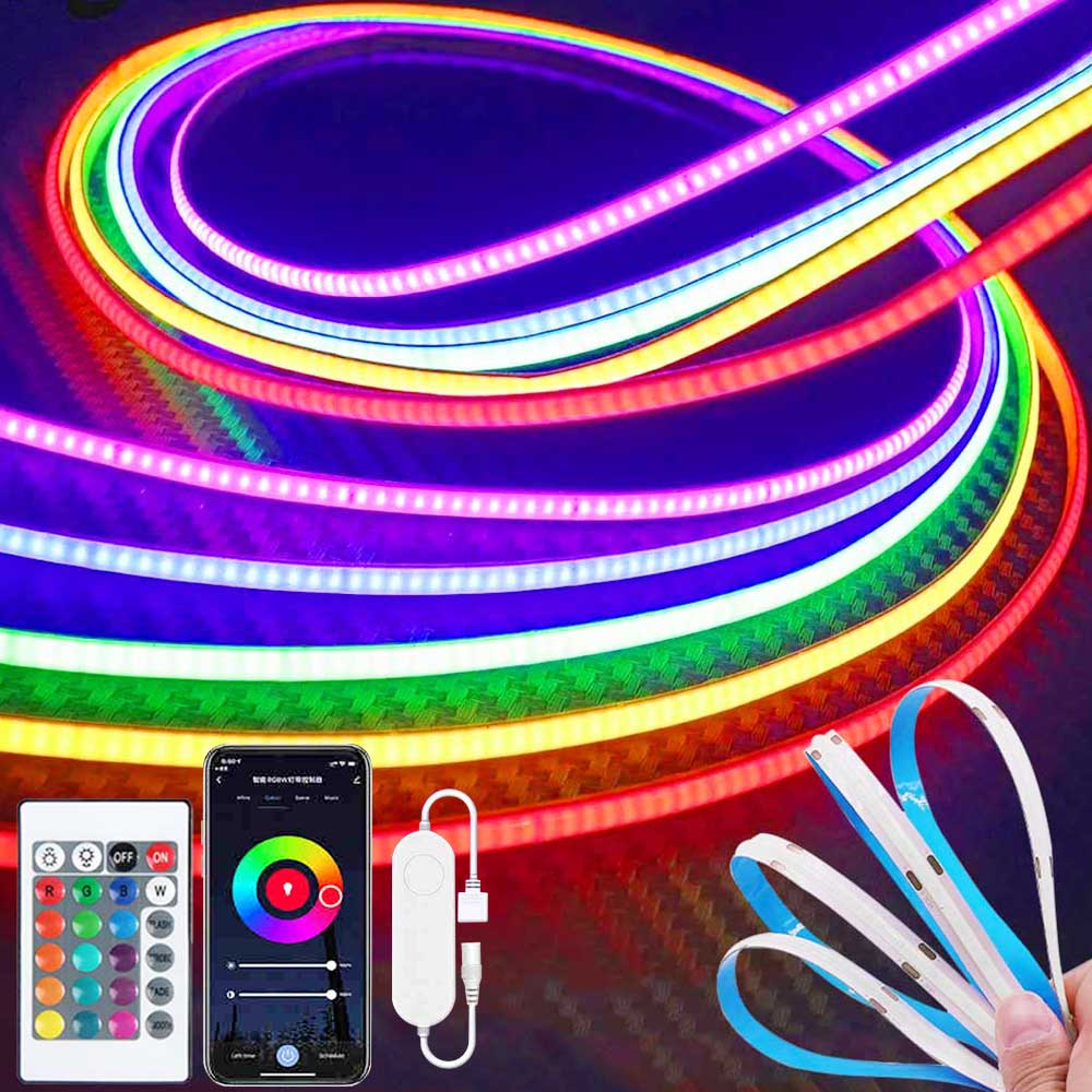 Tuya COB LED Strip Light WIFI RGBIC Smart Tape Addressable Flexible RGBIC LED Light 5V APP Control Support Alexa Home