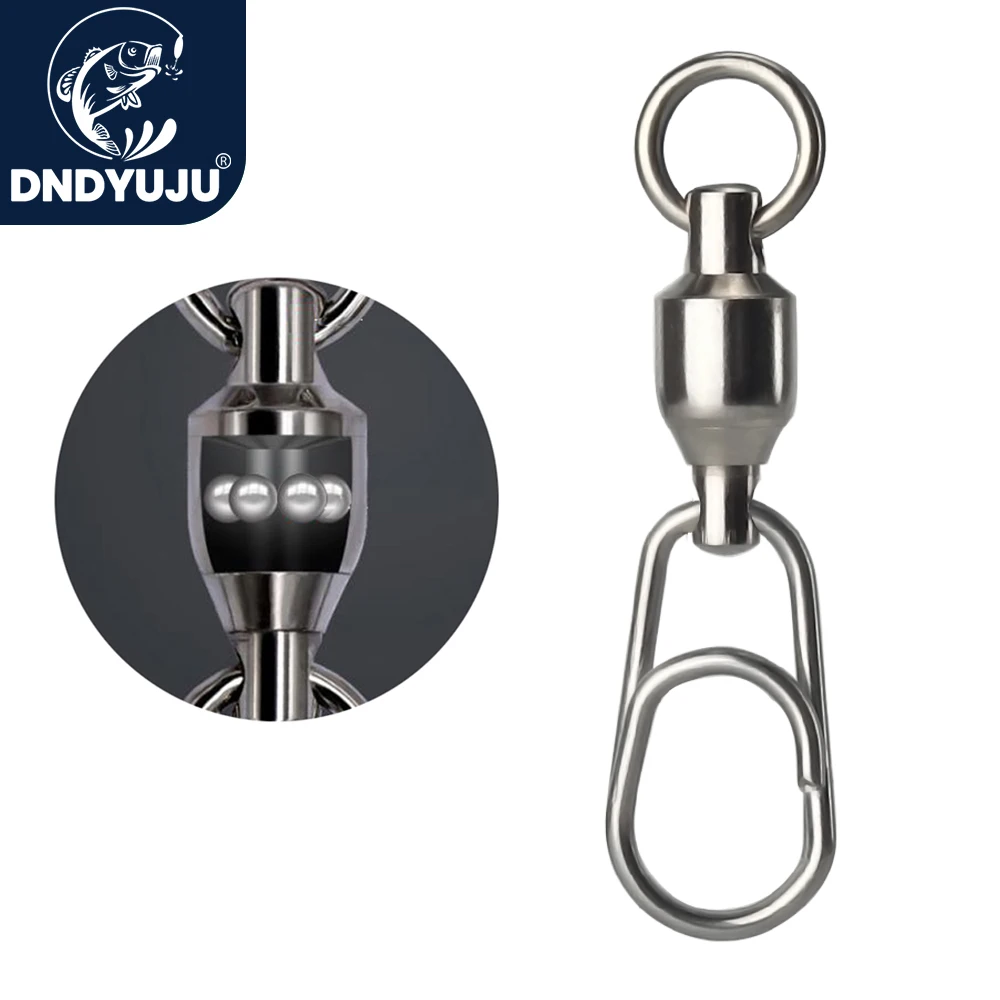 DNDYUJU 20pcs Stainless Fishing Barrel Rolling Swivels Snap High Strength Clip Lure Fishing Connector Fishing Accessories