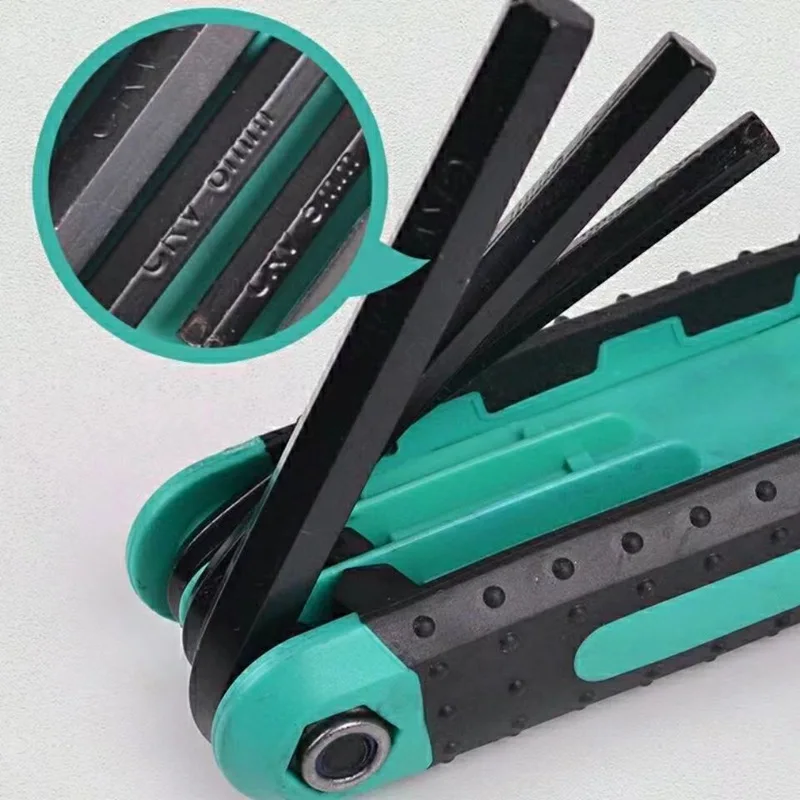 Folding Hexagonal Wrench Alloy Steel Set with Anti Rust, High Hardness, and Multifunctional 8-in-1 Hexagonal Combination