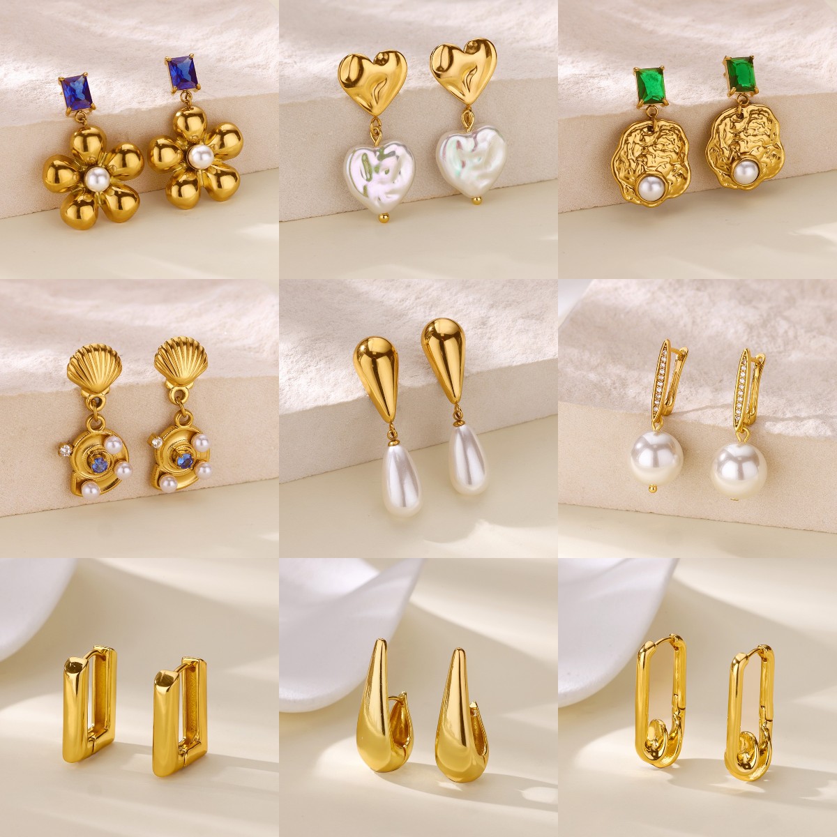 Luxury Zircon Imitation Pearl Earrings for Women Gold Color Stainless Steel Water Drop Earrings Girls Bohemian Ear Jewelry s