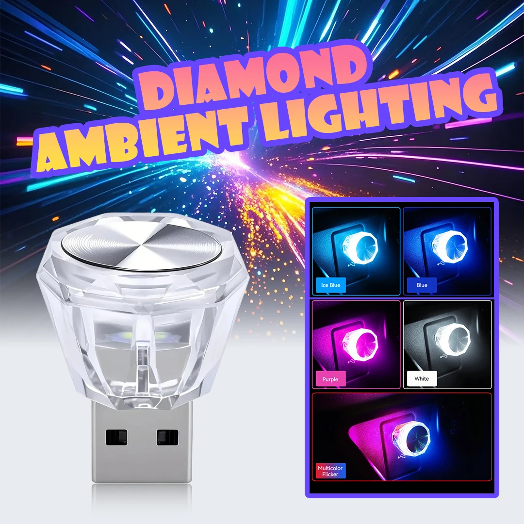 Car USB Atmosphere Lamp Wireless Flash Colorful Lights Auto Decoration Lighting Night Lights Computer Mobile Power Charging