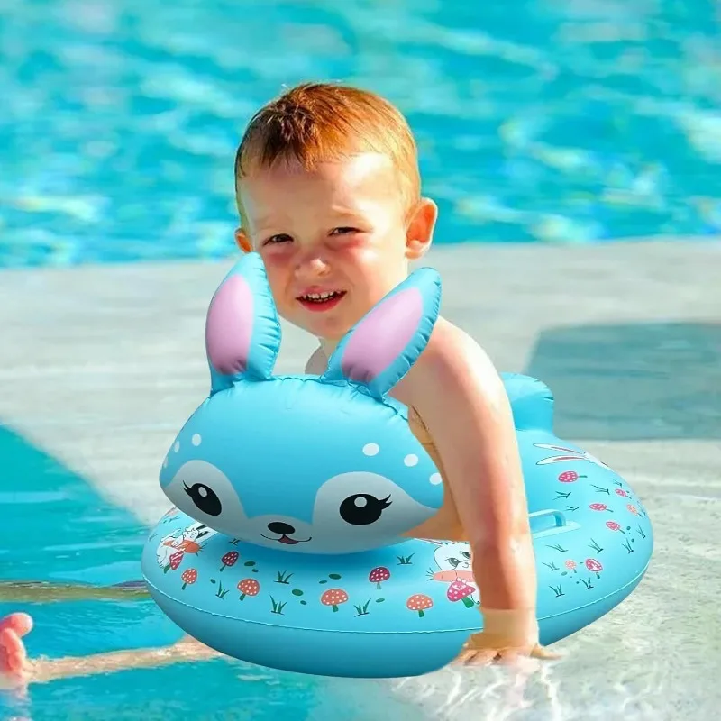 Inflatable Swimming Ring PVC Swim Circle Pool Floating Seat with Handle Sunshade Water Sport Summer Beach Party