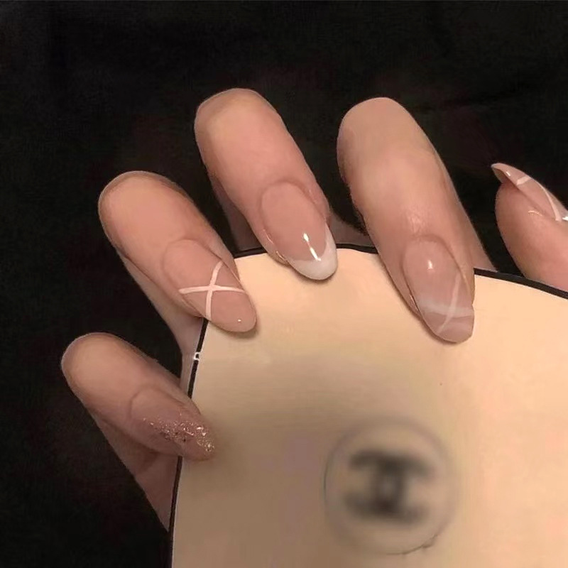 24 simple pink cute and sweet pressed nails, suitable for women and girls nail decoration+1 jelly gel+1 nail file
