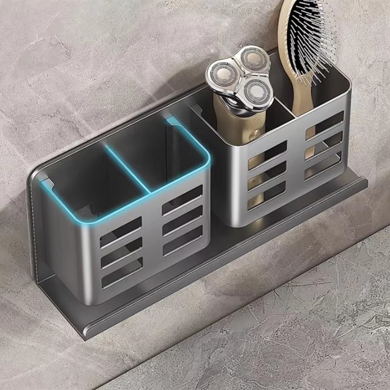 Washroom Wall Hanging Makeup Brush Razor Storage Organizer Comb Shelf Toilet Toothbrush Toothpaste Storage Tube