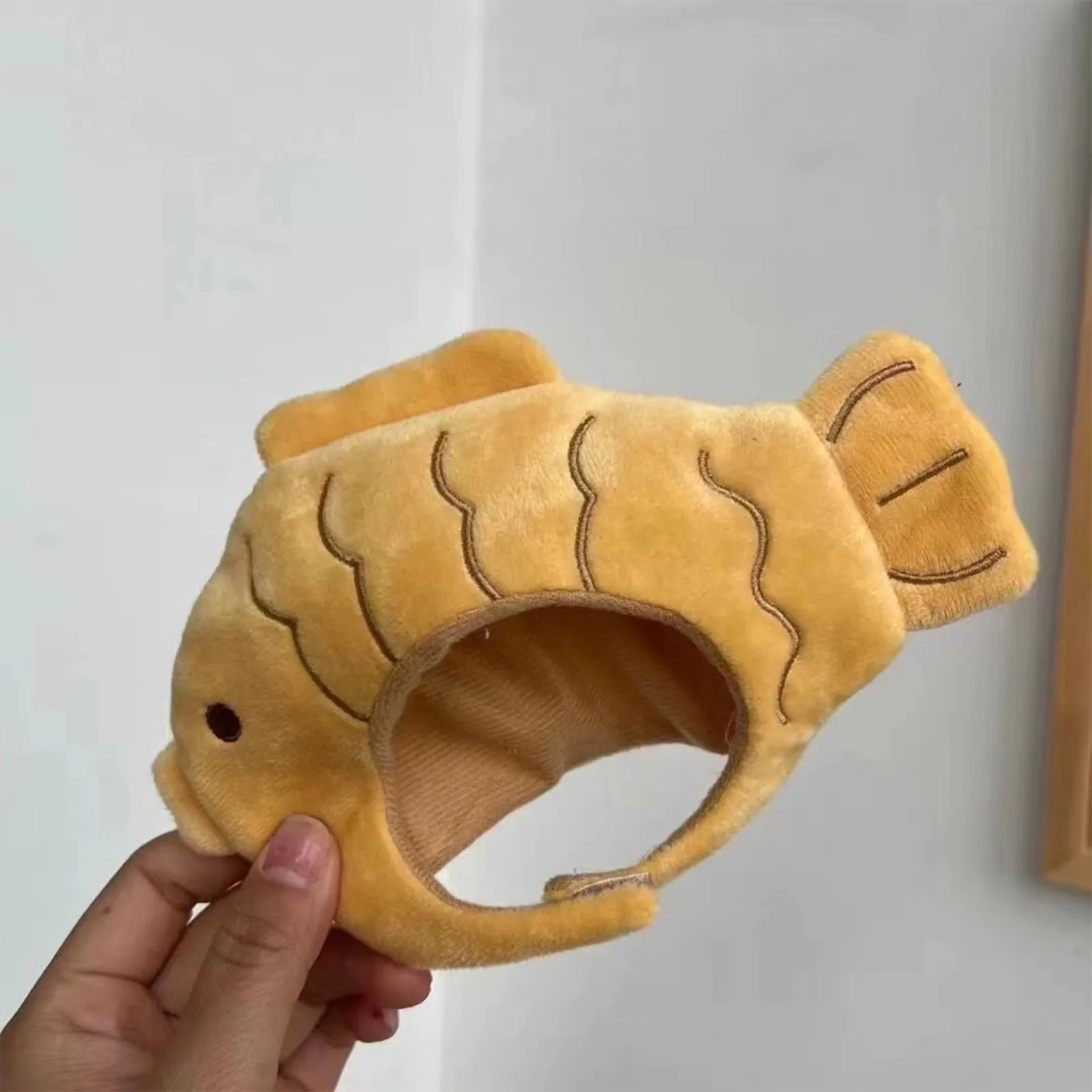 Cartoon Cat Hat Cute Fish Shape Pet Cat Costume Breathable Headdress Hat For Cat Pet Cat Headgear Pet Plush Fun Hat Toy For Cat