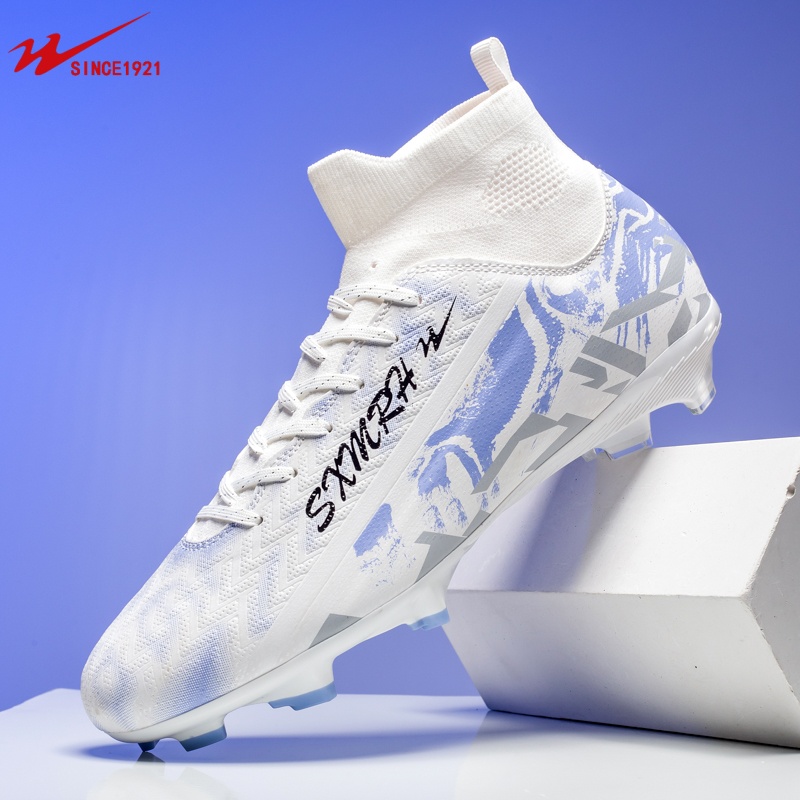 Double Star Football Shoes, FG Long Nails Anti Slip Grip for Training Competitions, Youth Football Shoes