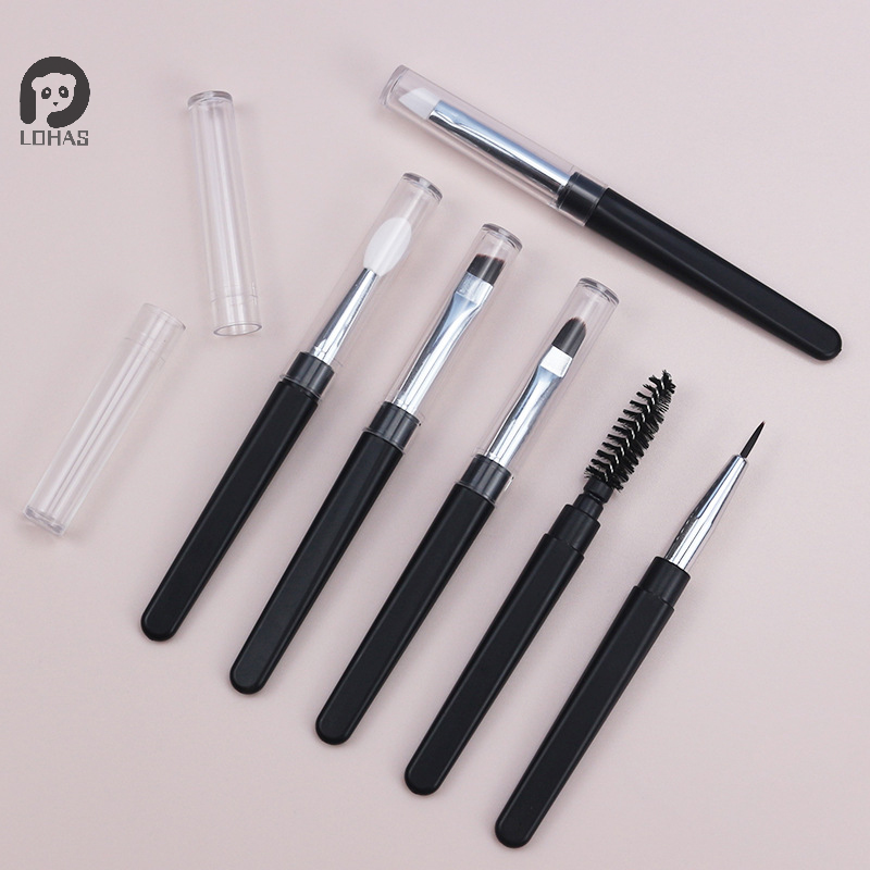 1PC Portable Eyeshadow Makeup Brushes Travel Size Makeup Brushes Eyebrow Silicone Glit Essential Cosmetic Tools With Lid