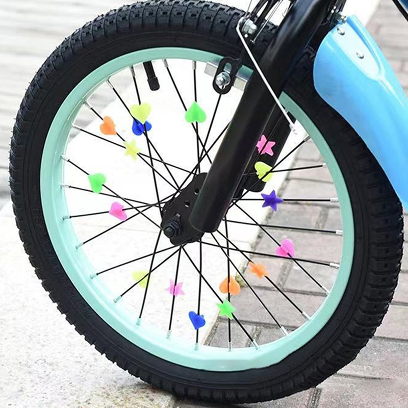 36PCS Mix Pack Plastic Bicycle Spoke Decoration Beads Star, Moon, Love Wheel Decor Clips