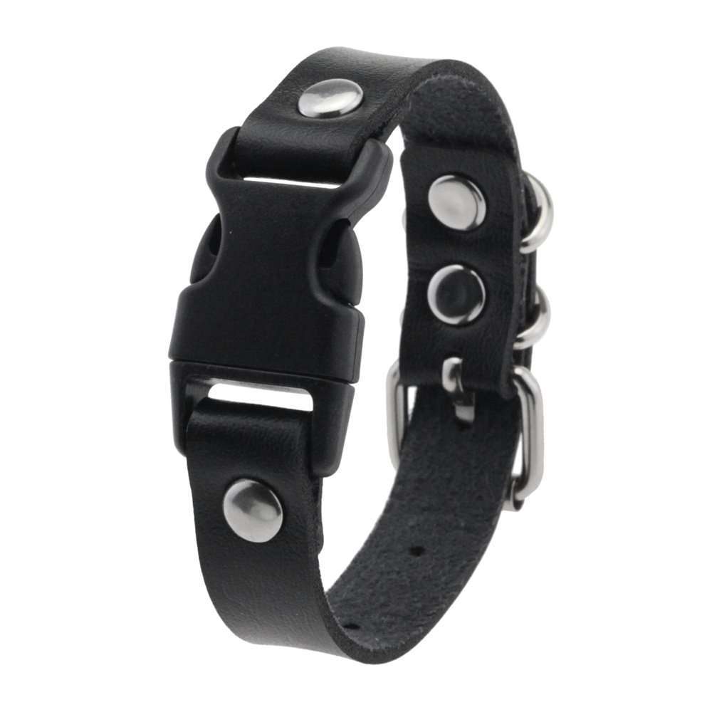 New Harajuku Punk Gothic Plastic Buckle Bracelet Women Men Hip Hop New Vintage Hip Hop Black Red PU Leather Bracelet Jewelry