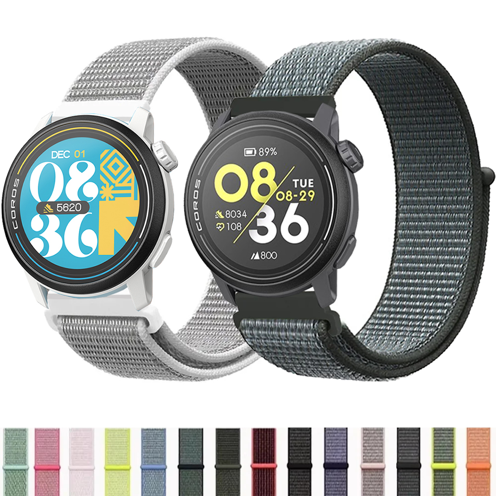 20mm 22mm Nylon Loop Strap for COROS PACE Pro/3/APEX 4 42mm Breathable Bracelet for Suunto Vertical 2/Race S/2/Run/Ocean/9 Peak