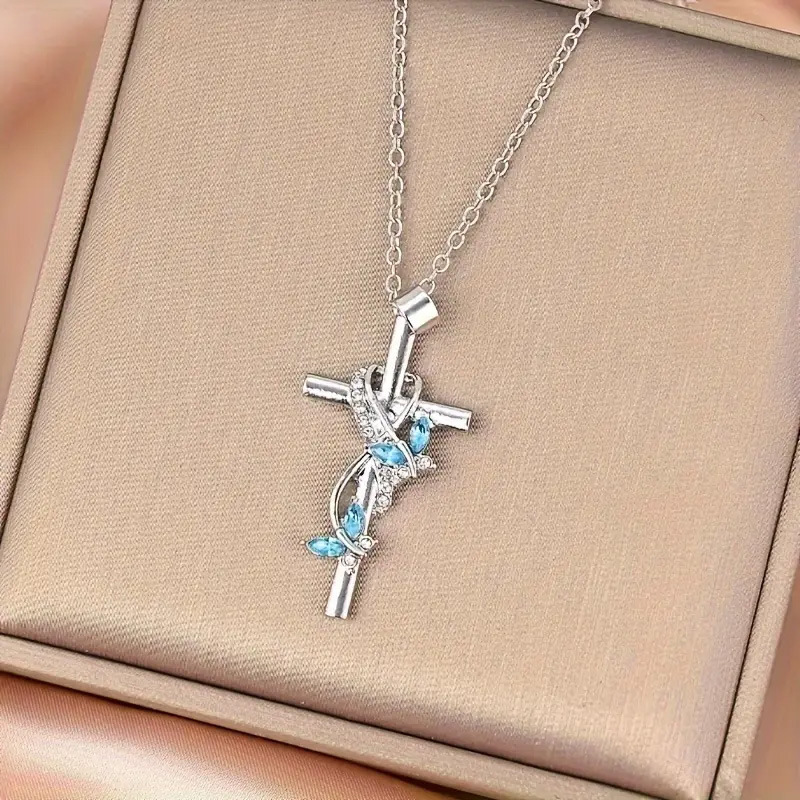 Fashion Cross Necklaces Silver Color Long Chain Simple Pendants For Women Men Jewelry s pen gpt