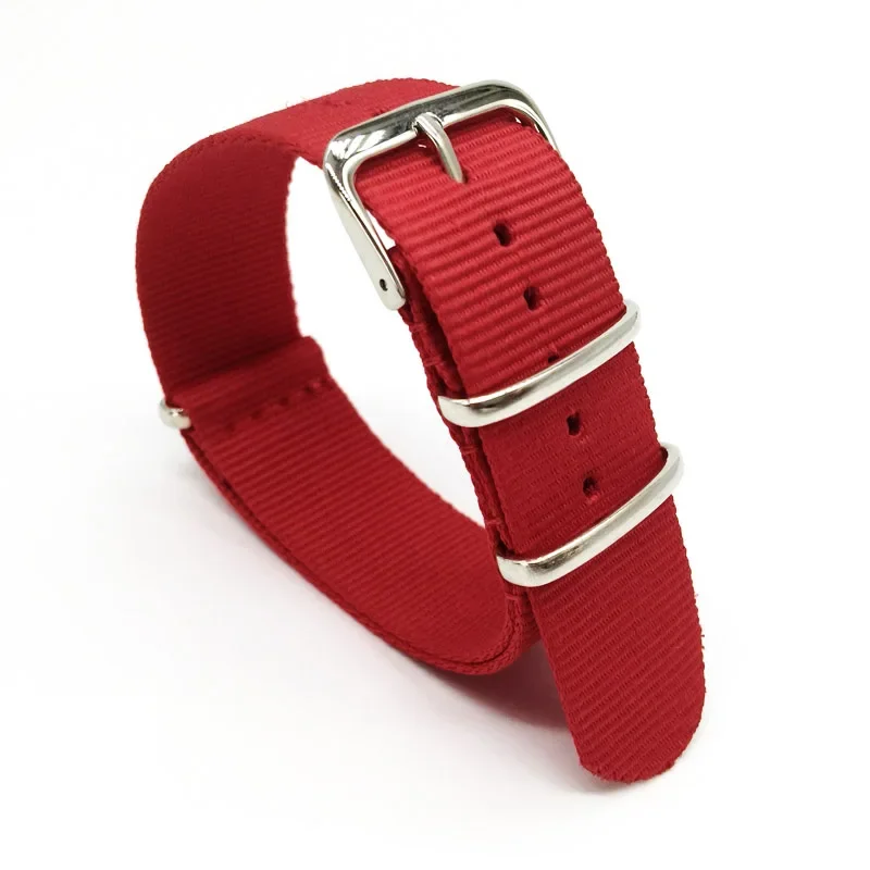 Red Nylon Strap Men&Women 18MM 20MM 22MM 24MM Red Fabric Woven Nylon Strap Band Buckle Belt