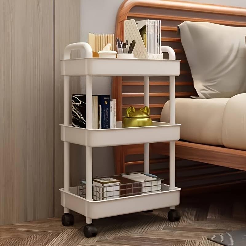 1pcs Movable Gap Storage Rack 3/4 Tier Rolling Utility Cart Storage Shelf Bathroom Organizer Kitchen Accessories Organizer
