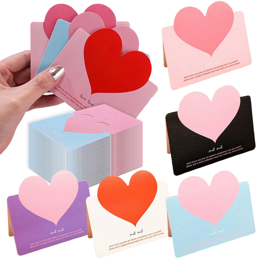 10-40PCS Mixed Color LOVE Heart Shape Greeting Card Valentines Day Wedding Invitations Card Romantic Message Card