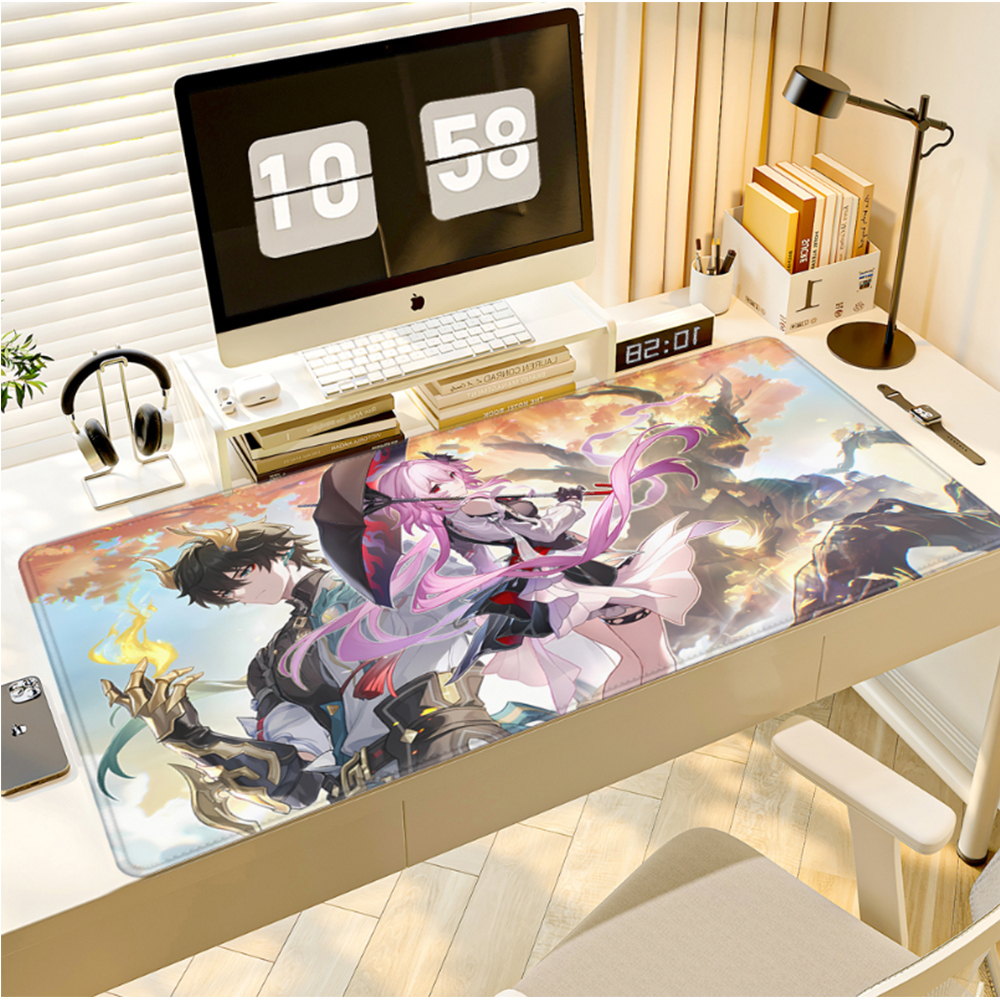 Kawaii Girl Evernight March 7th Mouse Pad Honkai Star Rail Gaming Anime Mousepad Non-slip Desk Mat Large Protector Keyboard Pads
