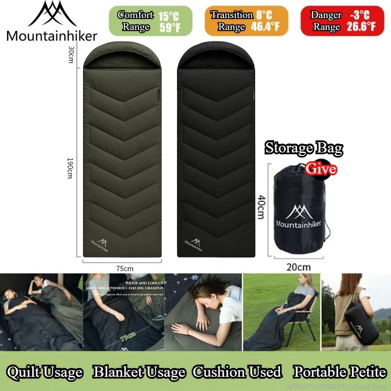 MOUNTAINHIKER Cotton Sleeping Bag Up And Down Splicing Double Person Outdoor Camping Lightweight Summer Autumn Warm Sleeping Bag